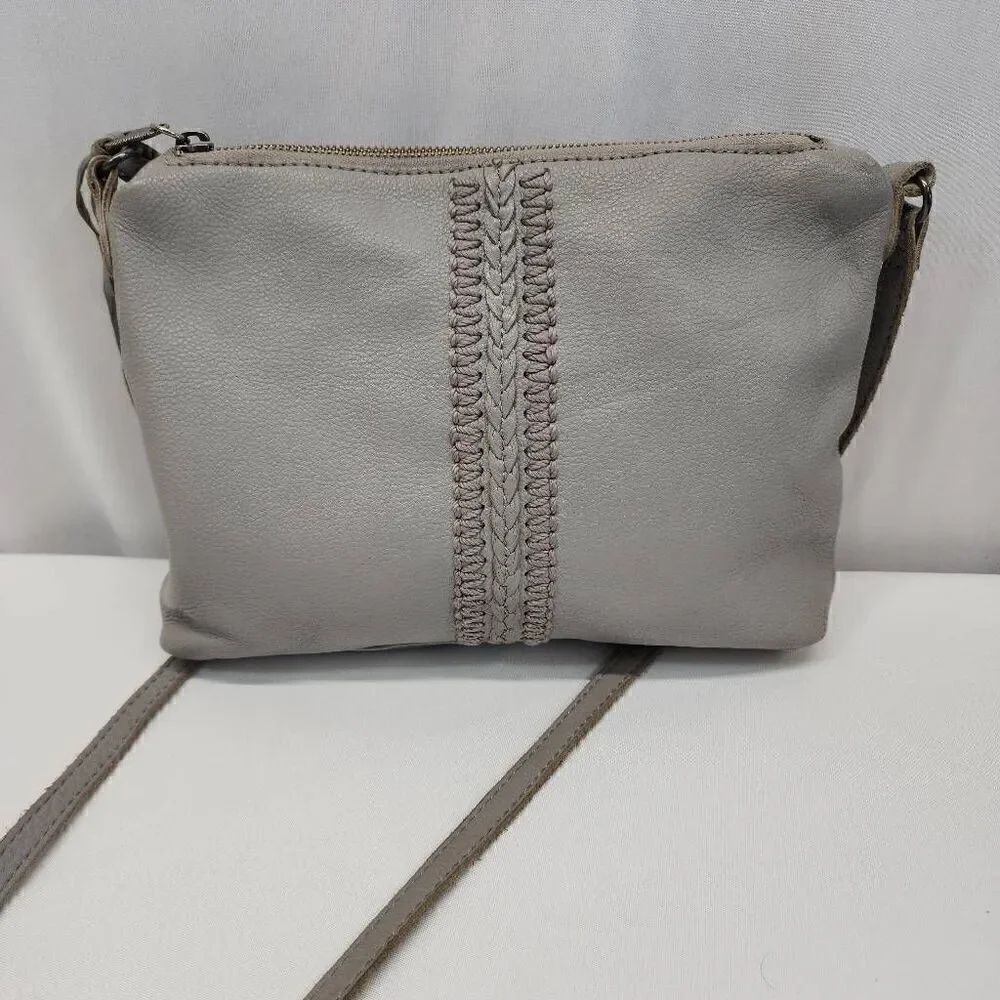 The Sak Briar Leather Crossbody Light Gray
